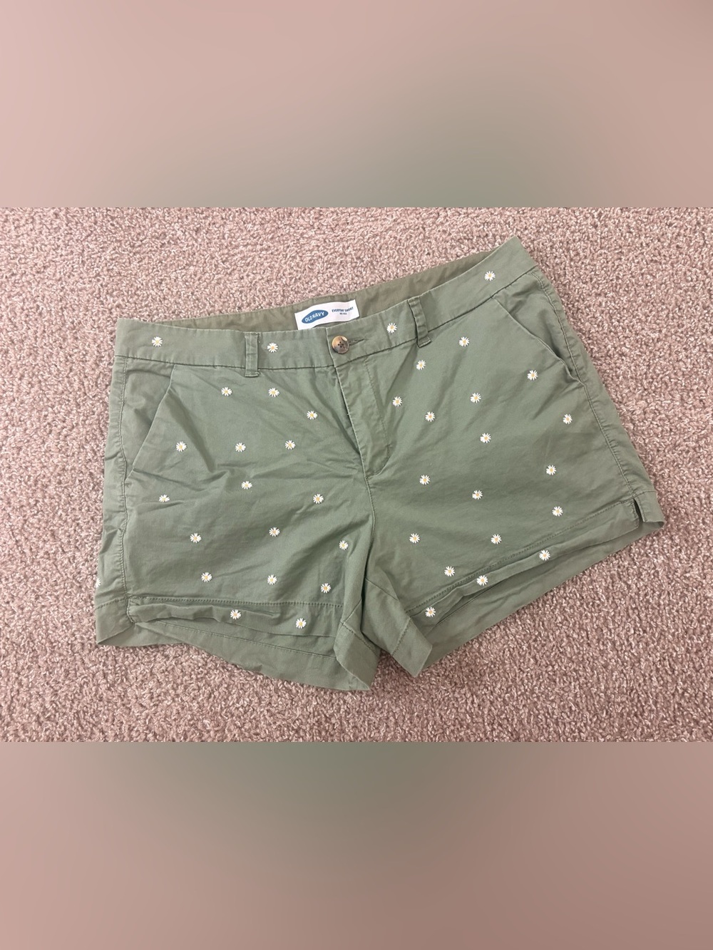 Old Navy Olive Green Daisy Embroidered Women's Shorts